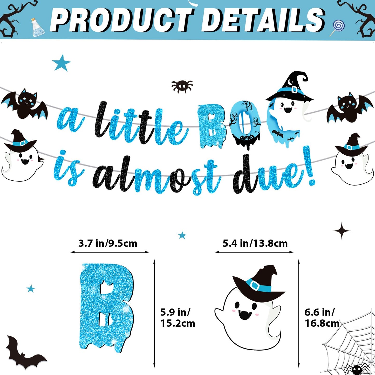 147Pcs A Little Boo Is Almost Due Baby Shower Boy Little Boo Baby Shower Decorations Boy Halloween Plates and Napkins Blue Halloween Tableware