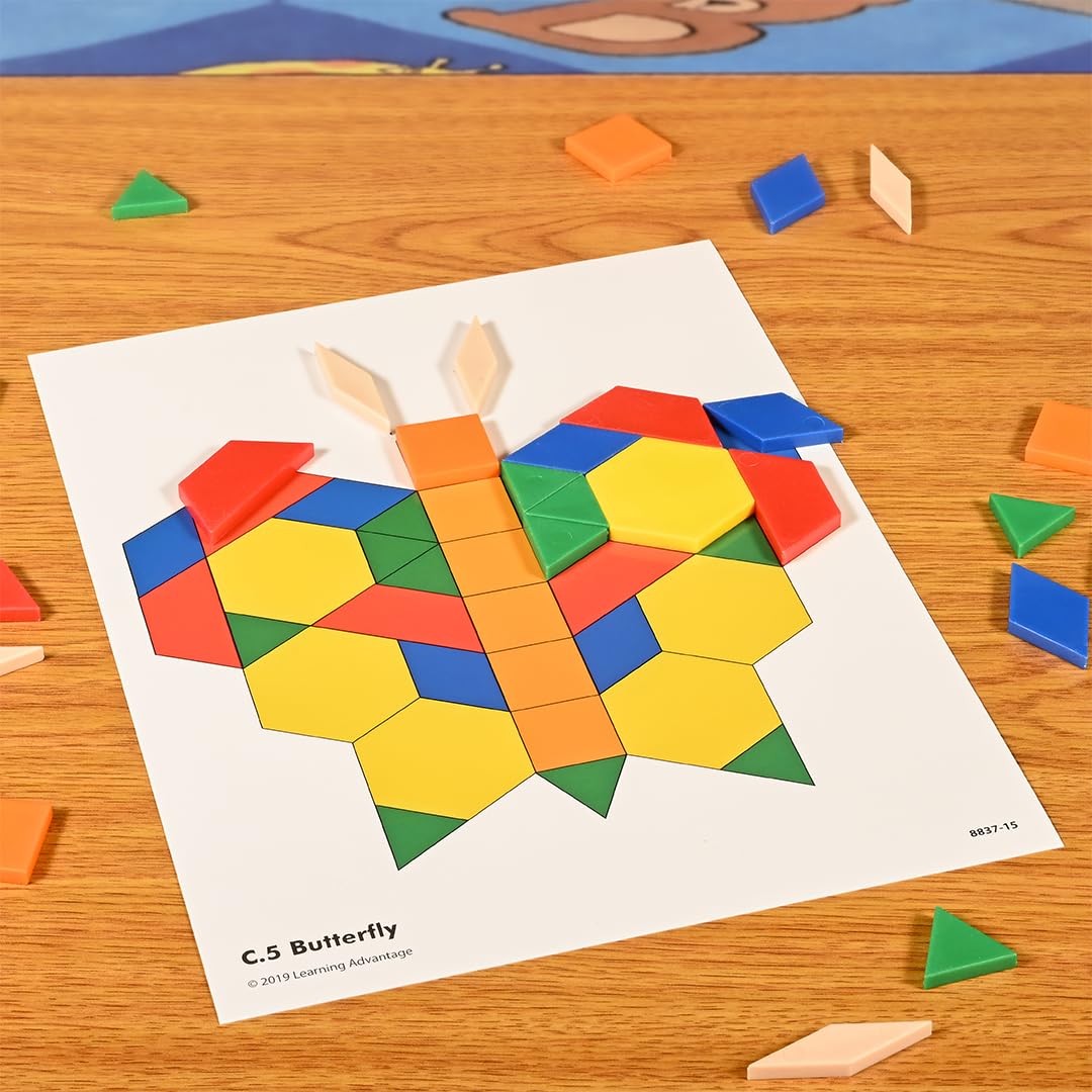 LEARNING ADVANTAGE Pattern Block Activity Cards, Set of 20