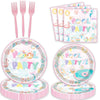 80pcs Pool Party Supplies Decorations, Summer Pool Dessert Plates Napkins Forks Tableware Summer Beach Hawaiian Theme Baby Kids Birthday Party Favors