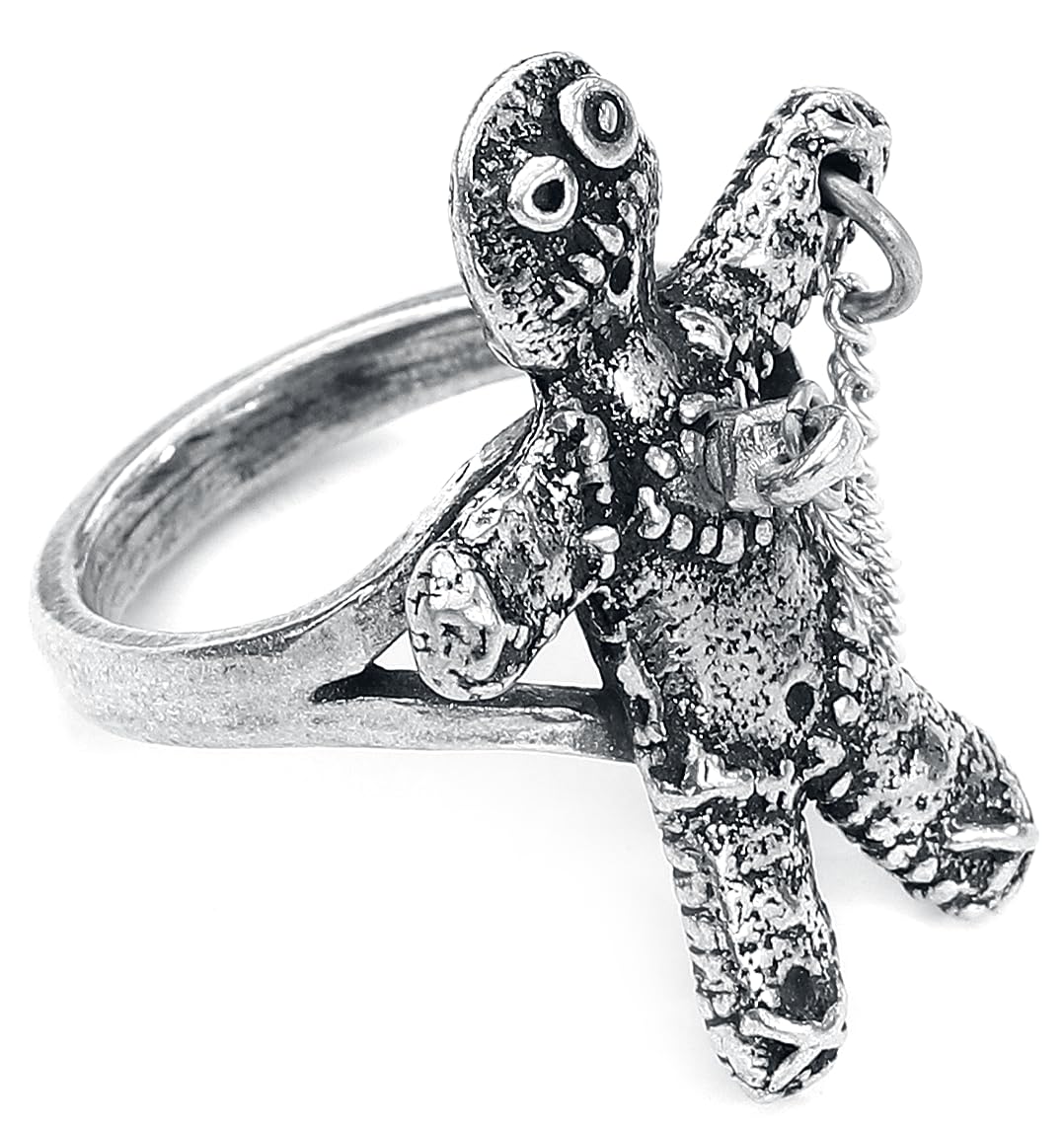 Women's Alchemy England Voodoo Doll with Stick Pin Gothic Spells Pewter Ring