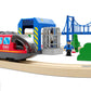 Wooden Train Tracks Accessories, Train Set Piece of Police Station Compatible with All Railroad Track Collection, Train Toys Expansion Pack for Kids
