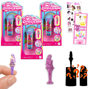 Barbie Mini Barbieland Blind Bag Mini Figure Set - 3 Pack Color Reveal Mystery Barbie Dolls Plus Stickers & Accessories