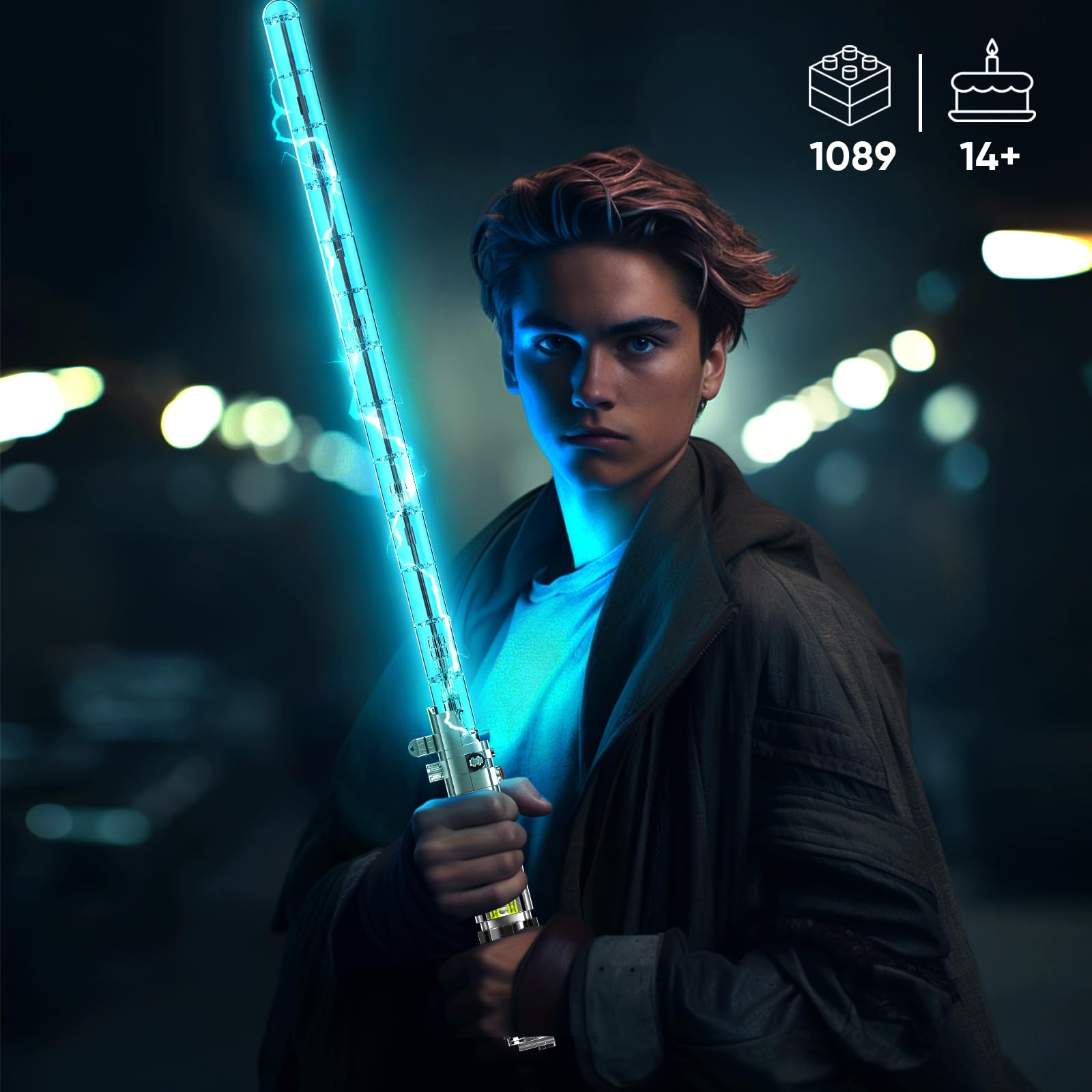 Mould King 10139 Lightsaber Building Set, Light Saber with Stand, Rechargeable LED Light Sword for Adult Birthday Thanksgiving Xmas Toys Gift