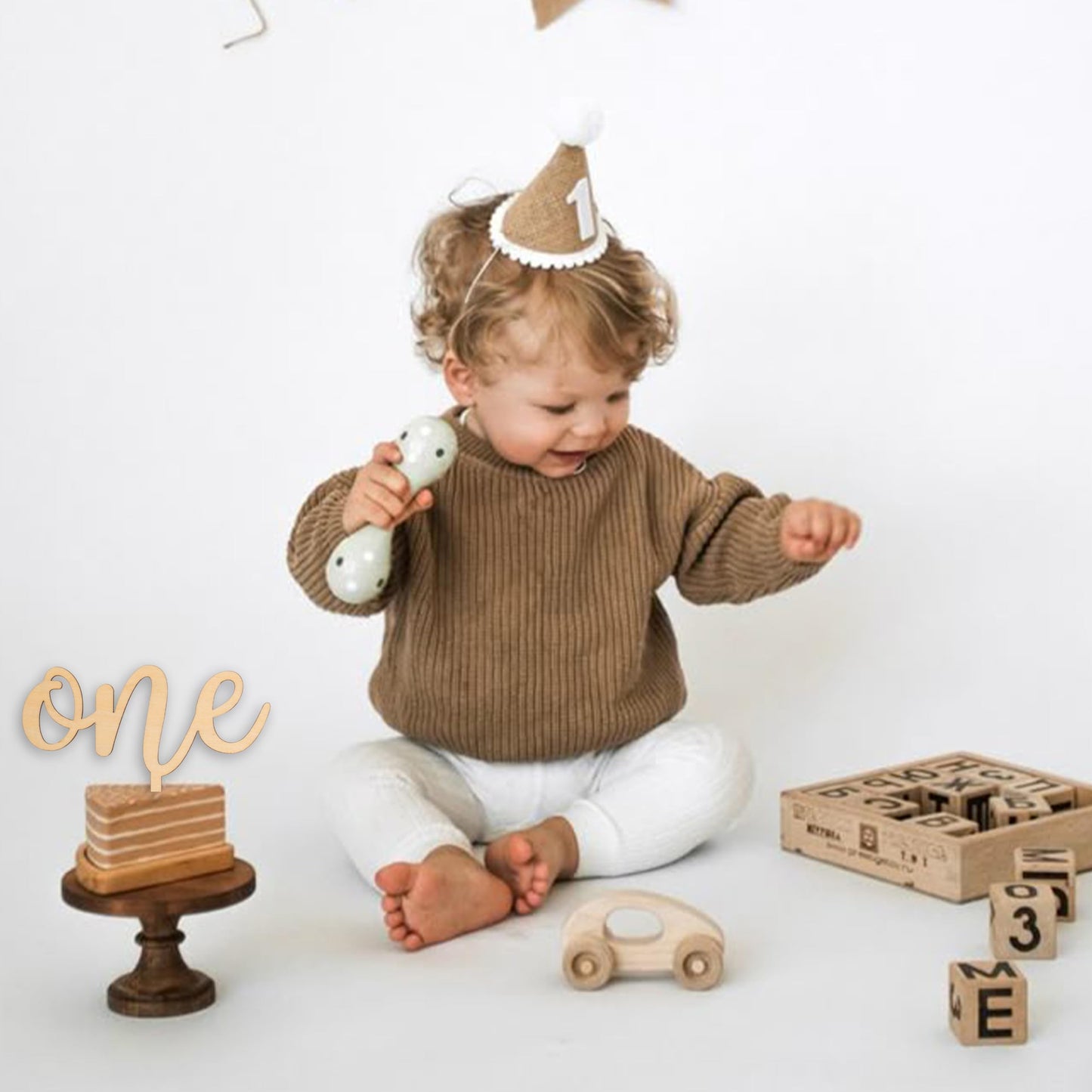 CANTLY First Birthday One Wooden Cake Topper