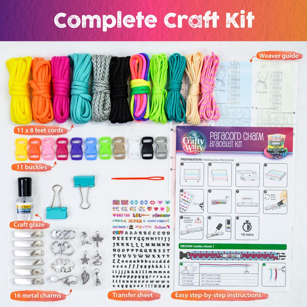 Glittery Garden Paracord Bracelet Making Kit with Charms. Art & Craft Gift