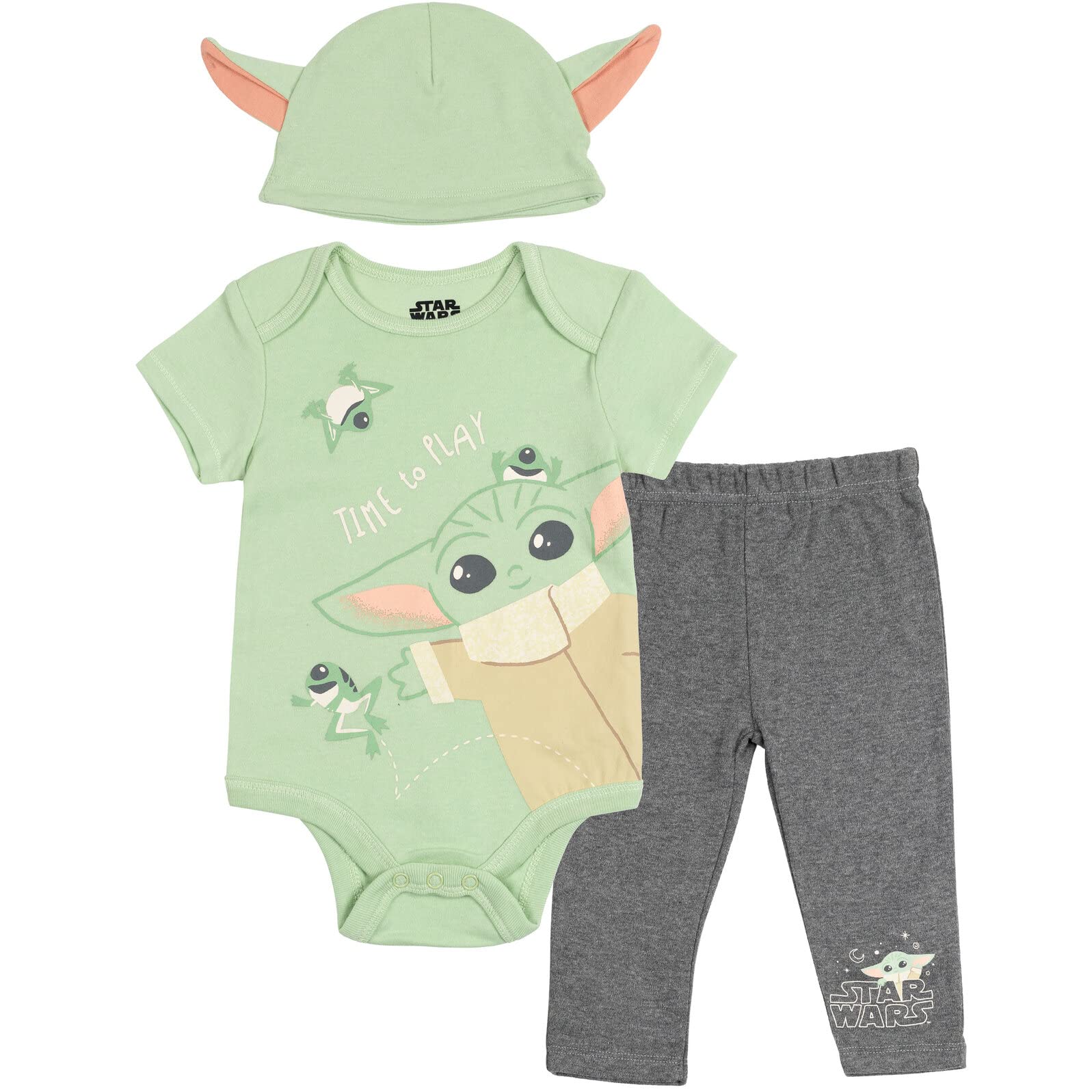 STAR WARS The Mandalorian The Child Infant Baby Boys Bodysuits Sleep N' Play Pants Hat and Bibs 8 Piece Outfit Set 12 Months