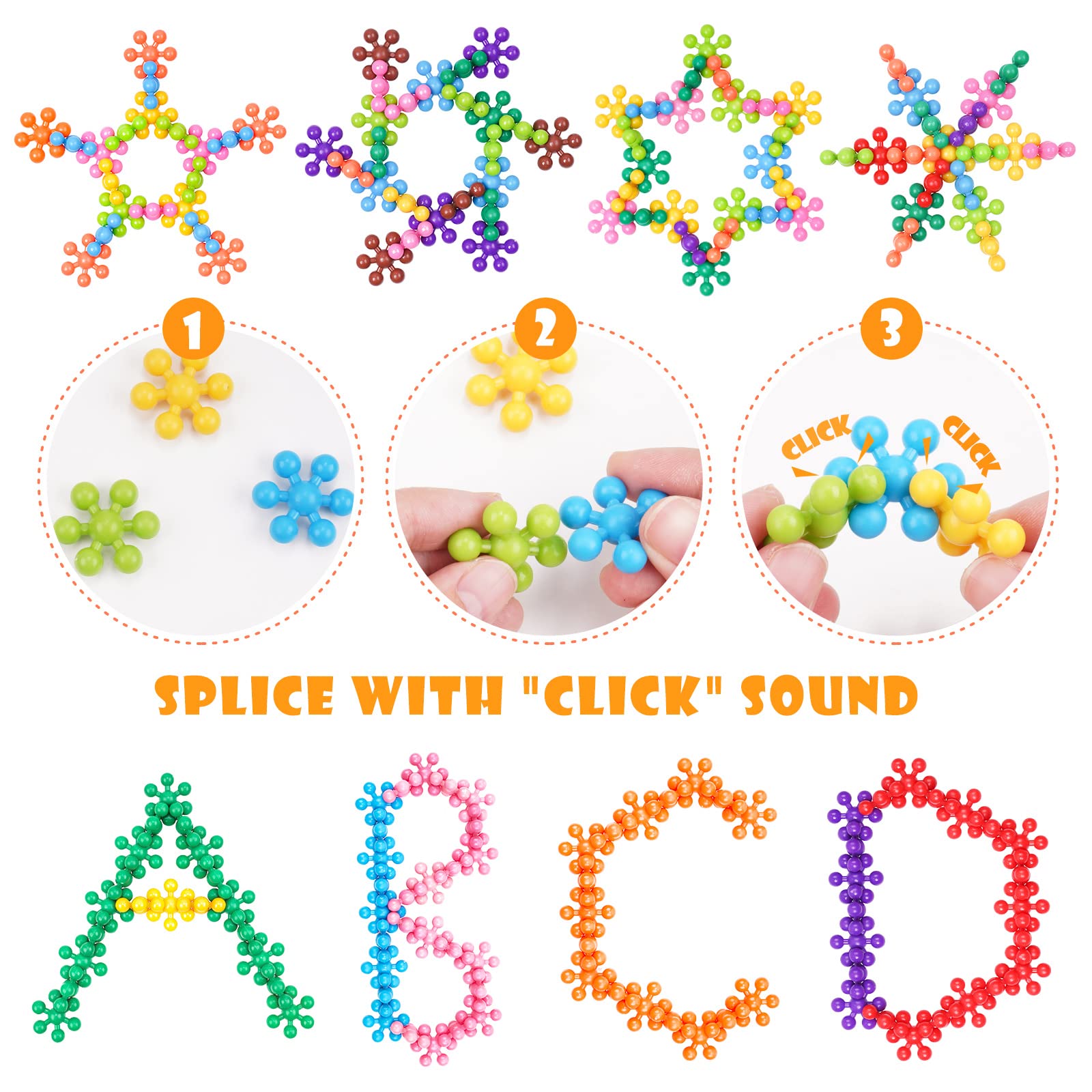 NiToy Building Blocks Educational Toy - 300PCS Snowflake Stem Construction Set for Kids 3+, Safe Non-Toxic Storage Case, Learning Gifts for Boys