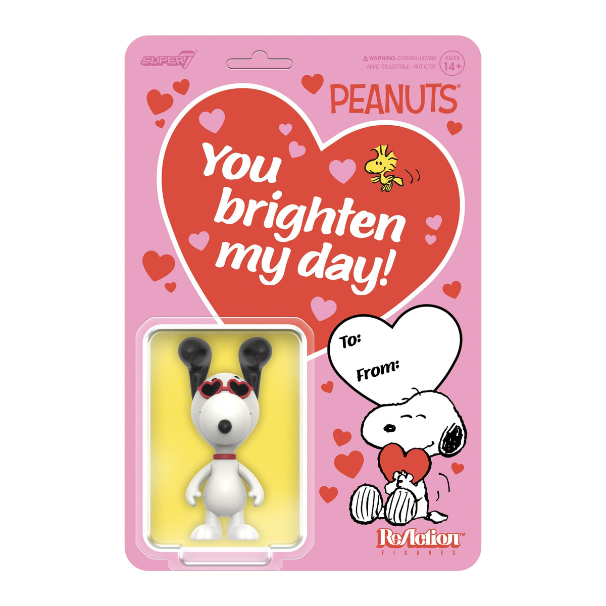 Super7 Reaction Figure Peanuts Snoopy (Heart Eyes) - 3.75" Peanuts Action Figure - Classic Cartoon Collectibles and Retro Toys