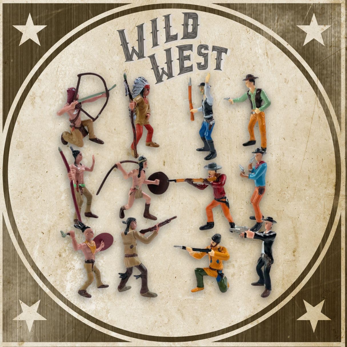 Liberty Imports 12 PCS Cowboy and Indian Figures, Mini Wild West and Native American Toy Figurines with Realistic Details, Western Cake Toppers, Party