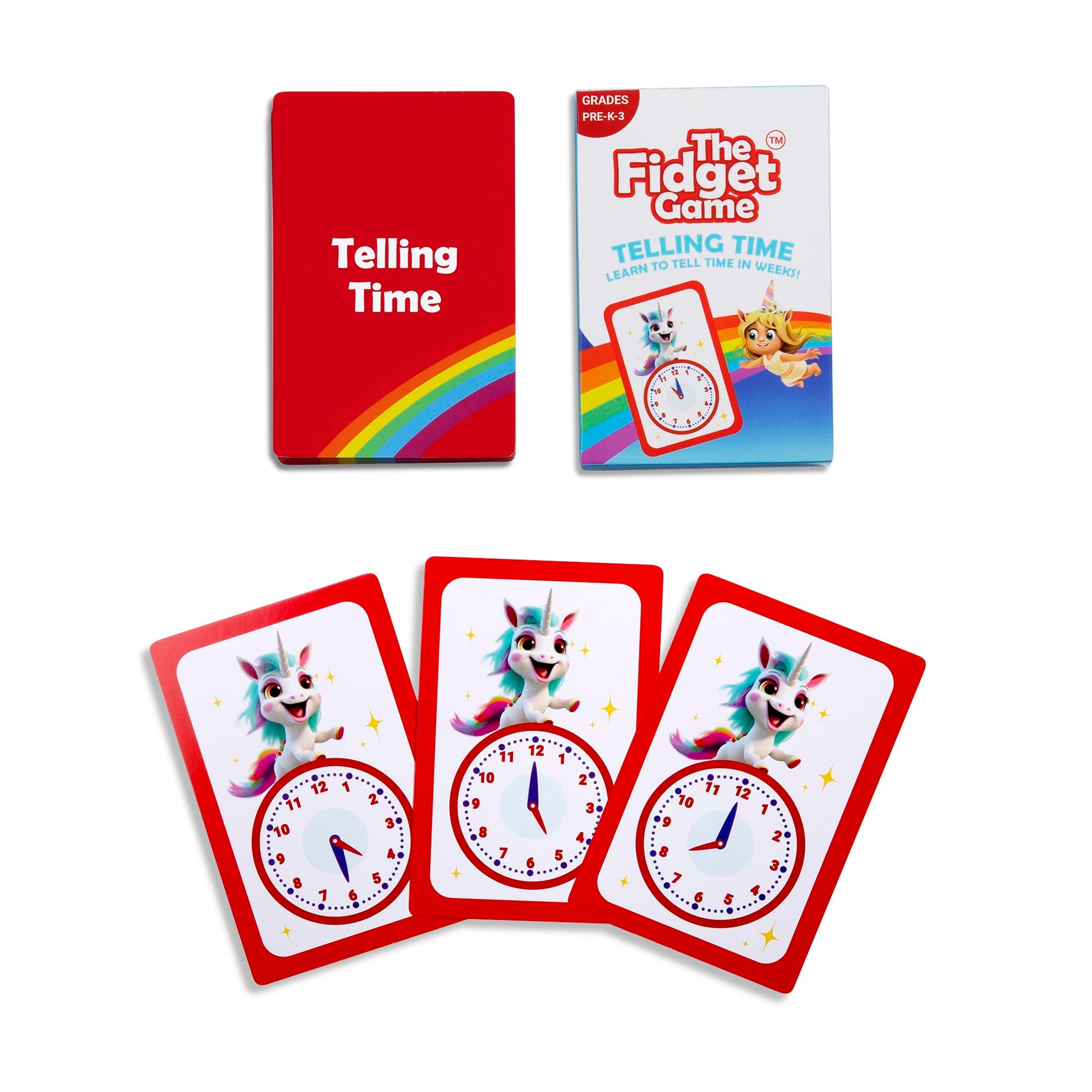 The Fidget Game Telling Time Flash Cards, Learn to Read Analog Clocks