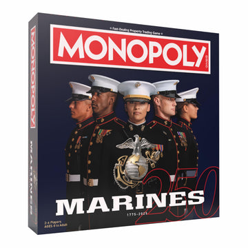 Monopoly: Marines 250th Anniversary Edition, Celebrate 250 Years, Buy Bases Worldwide and Upgrade with Tents & Barracks, Play as Tokens: Combat Boots