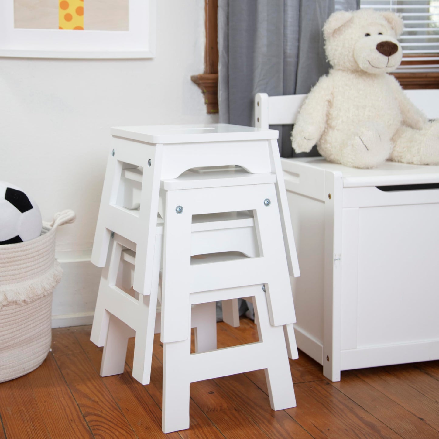 Melissa & Doug Wooden Stools - Set of 2 (White)