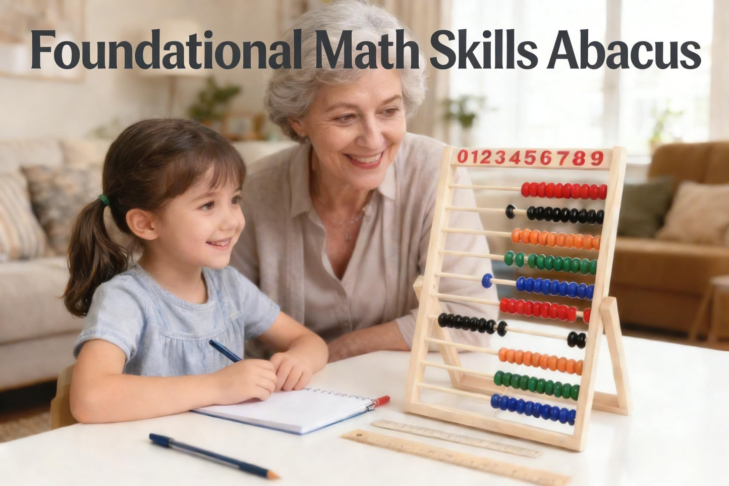MAGIKON Wooden Abacus, 10 Rows Counting Frame 11.5in for Math