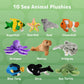 PREXTEX 10 Piece Plush Soft Stuffed Sea Animals - Small Stuffed Animals Bulk - Playset Plush Assortment, Turtle, Stingray, Nemo Fish, Killer Whale
