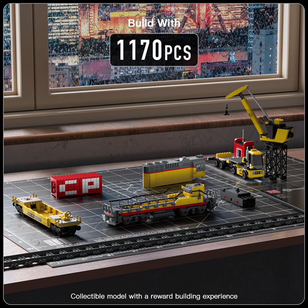 Mould King Remote Control Train Building Set, 1170pcs Diesel Locomotive