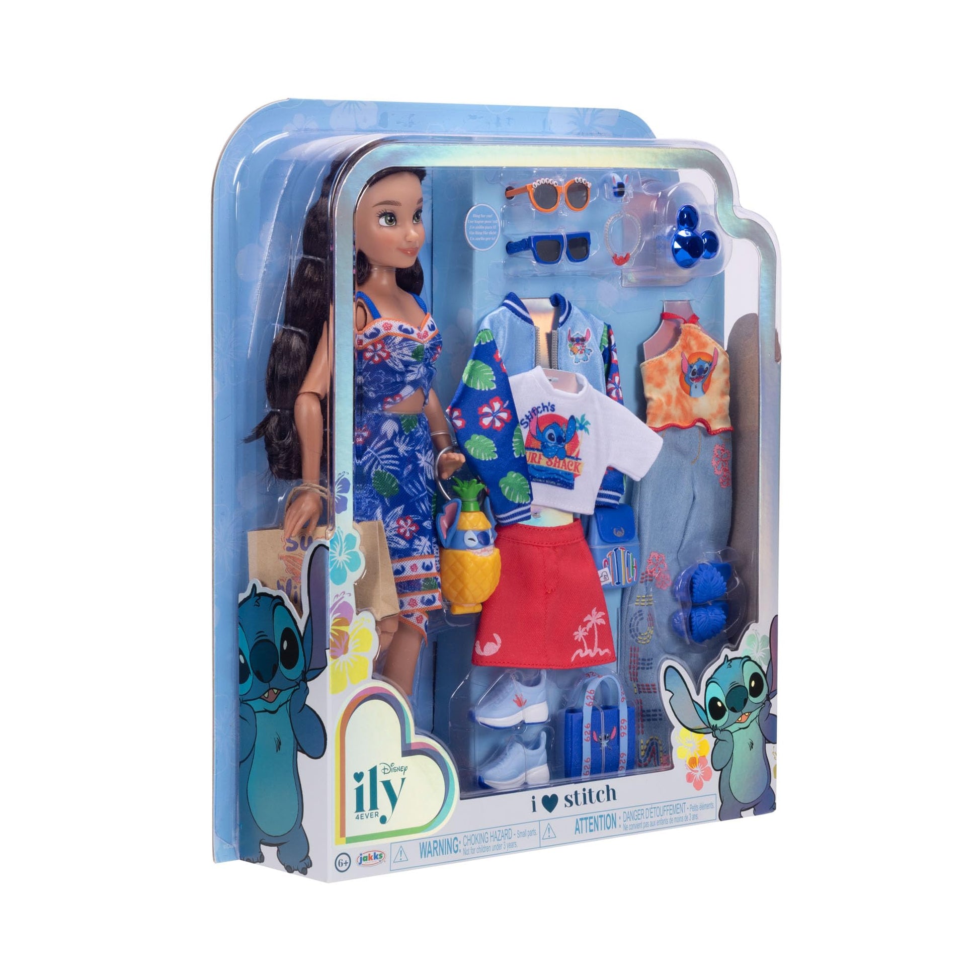 Disney ILY 4ever Fashion Dolls Inspired by Stitch 11.5" Tall with 13 Points of Articulation, Multi-Outfit Closet Set and a Glittery Mickey Ring for