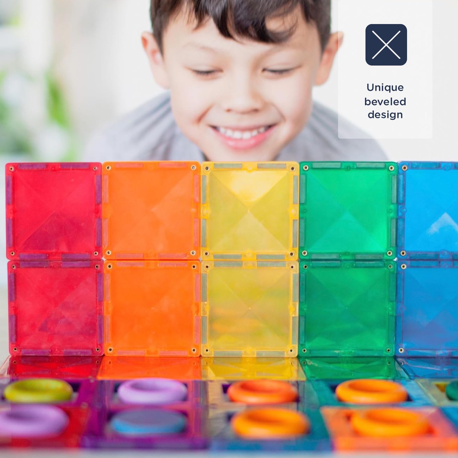 CONNETIX Magnetic Tiles Rainbow Mini Pack, 24 Pieces