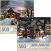 Bits and Pieces - Value Set of Two 500 Piece Jigsaw Puzzles for Adults - The Joys of Christmas, Winter Holiday Jigsaw Puzzles by Artist H. Hargrove