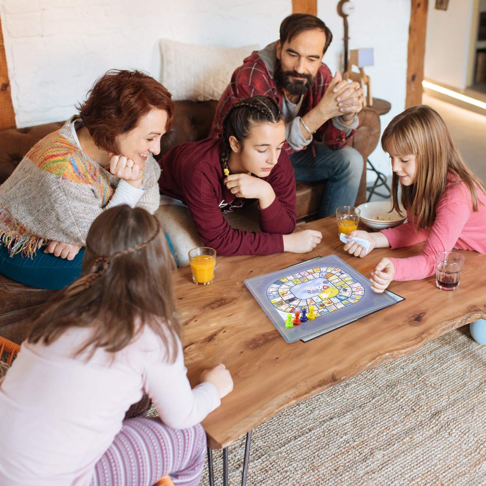 Gamie 10 Board Games Set, Classic Family Games for Kids and Adults, Includes 5 Double Sided Playing Boards with Backgammon, Chinese Checkers, Snakes