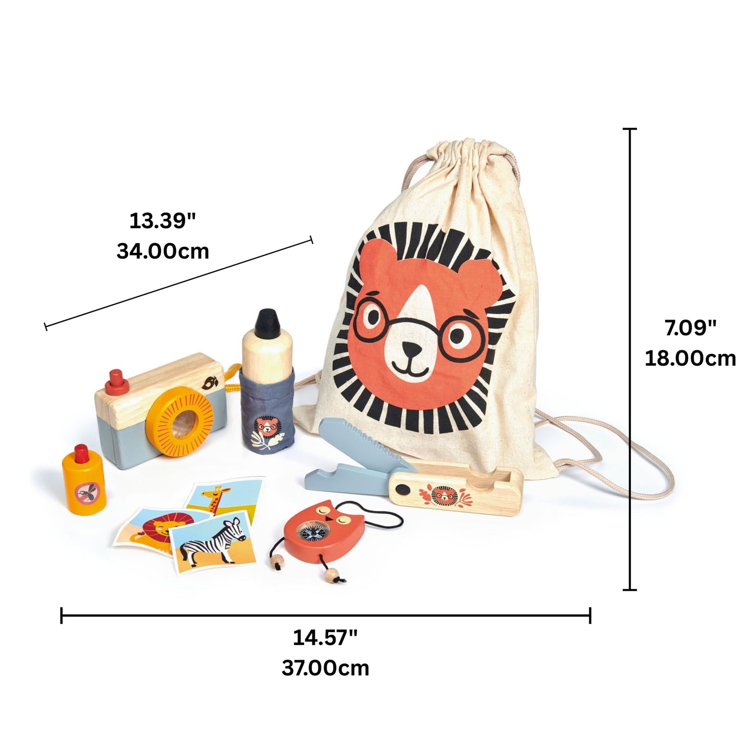 Tender Leaf Toys - Safari Adventure - 10 Pcs Outdoor Adventure Educational Playset for Kids, Exploration Kit with Drawstring Backpack - Gift Set