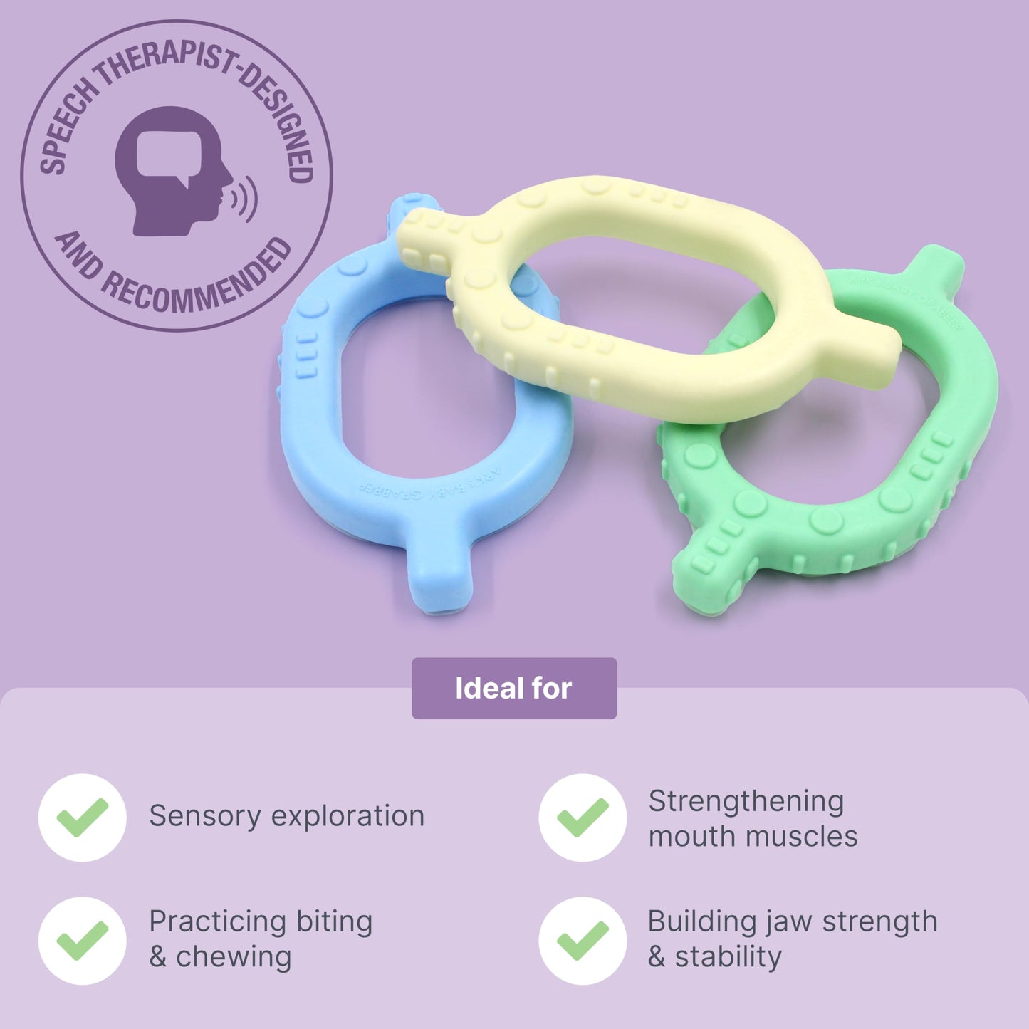 ARK Baby Grabber Sensory Chew, Baby Teether, Sensory Toys for Developing Speech and Feeding Skills, Medical-Grade Oral Motor Therapy Tools, Soft