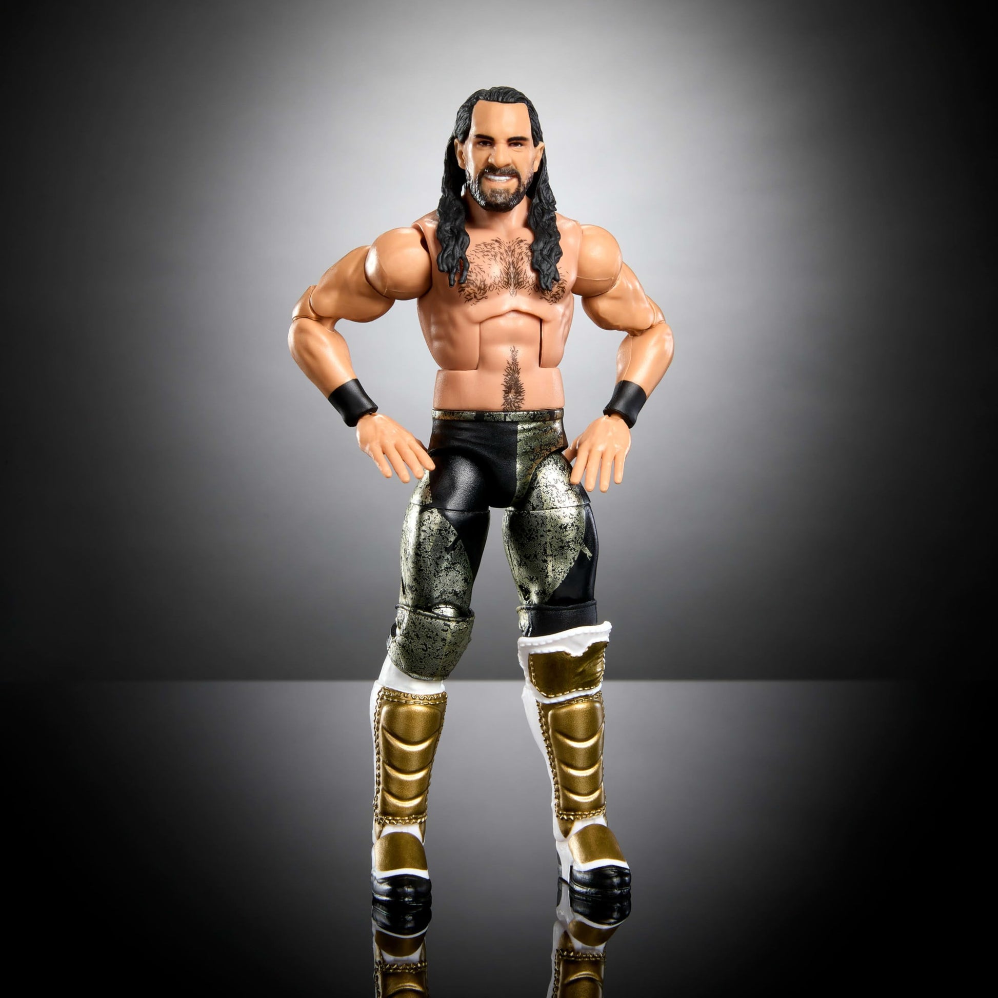 Mattel WWE Top Picks Elite Action Figure & Accessories Set, Seth “Freakin” Rollins 6-inch Collectible with Swappable Hands, Ring Gear & 25