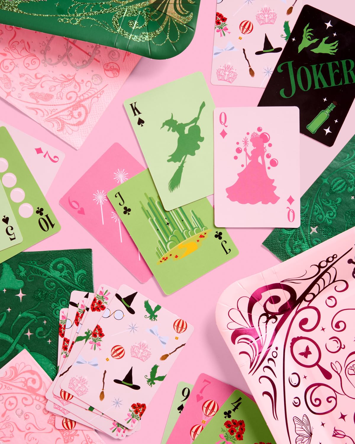 xo, Fetti Pink + Green Witch Playing Card Set - 54 pcs | Bachelorette Game, Birthday Party Activity, Girls Night Decor, Kids Card Deck Accessory