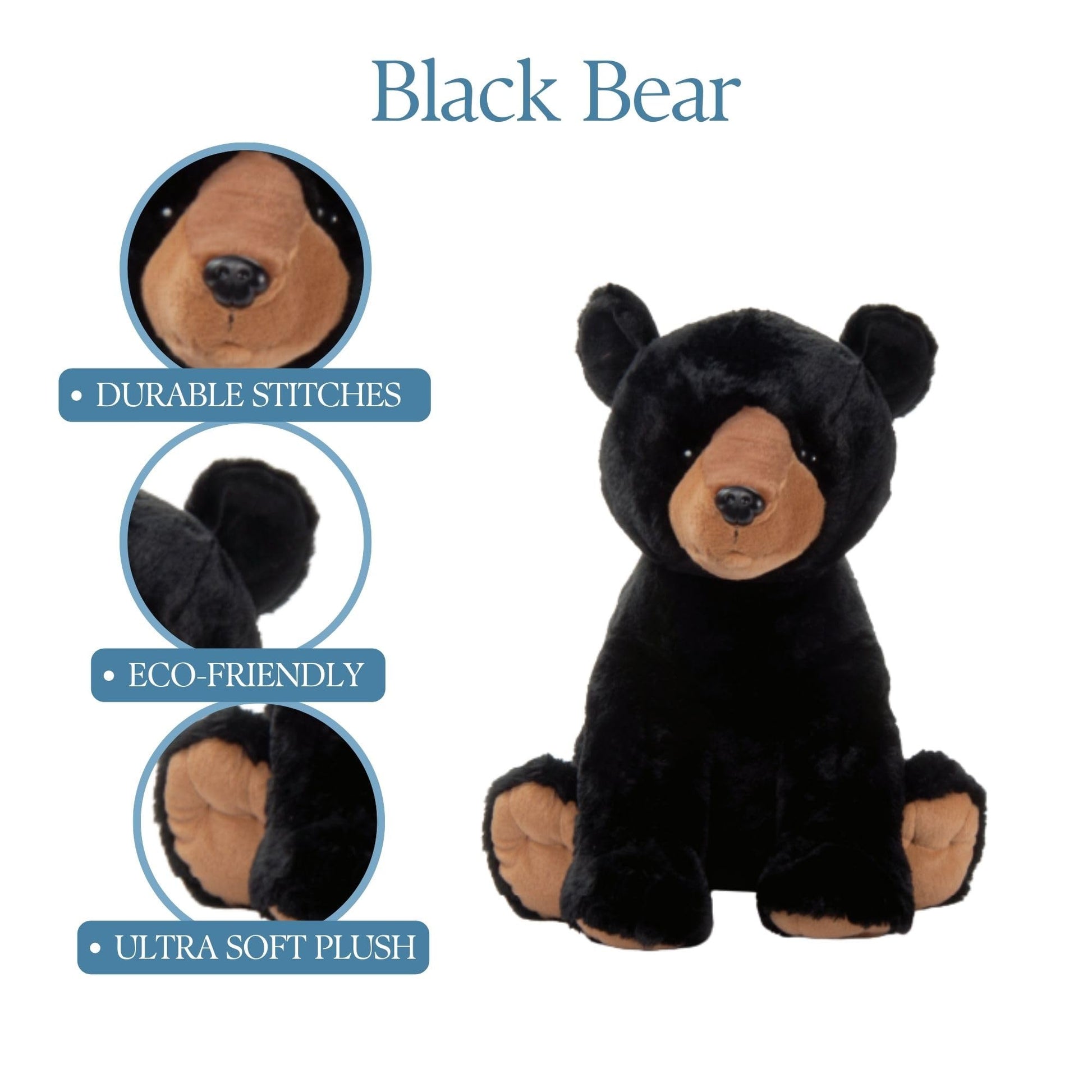 The Petting Zoo Black Bear Stuffed Animal, Gifts for Kids, Wild Onez Zoo Animals, Jumbo Black Bear Plush Toy 20 inches
