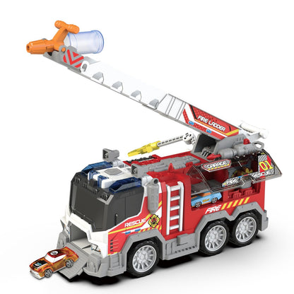 Toddler Fire Truck Toy with Water Spray | Firetruck Toy for Kids | Light & Sound Effects | Adjustable Angle & Length | Firefighter Toys | Holiday
