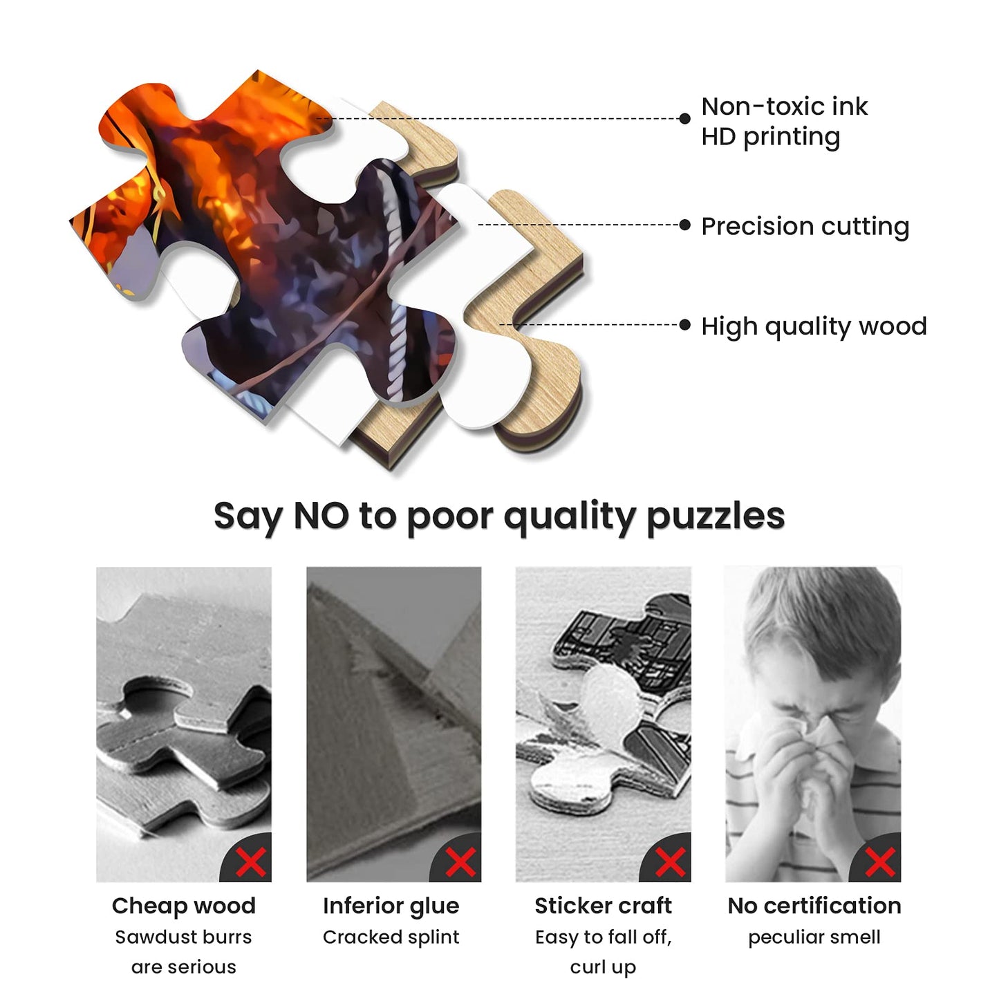 najiaxiaowu Wooden 1000 Pieces Jigsaw Puzzles for Adults, Elderly or Kids, Western Cowboy Rider Prairie Wind Flower Puzzle for Family Parent-Child