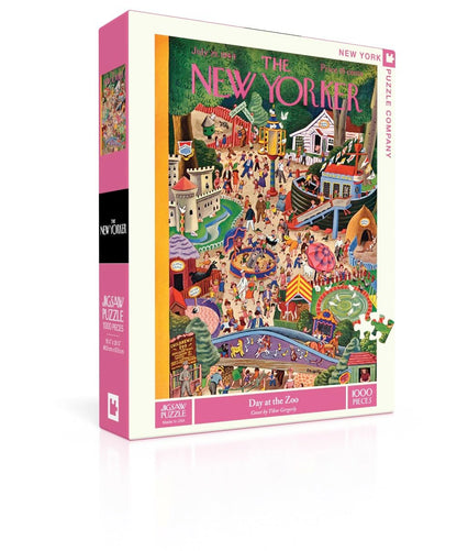 New York Puzzle Company - New Yorker Day at the Zoo - 1000 Piece Jigsaw Puzzle for Family Game Nights by Tibor Gergely