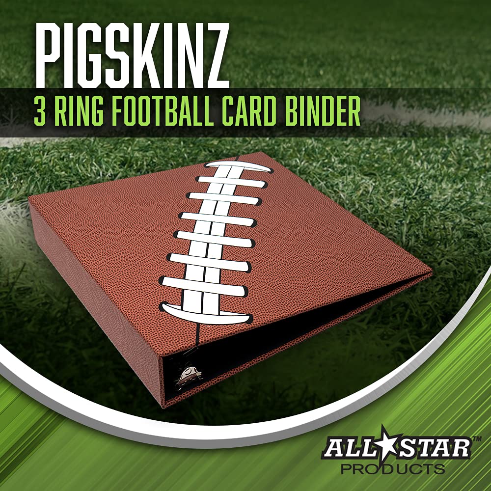 Football Card Binder with Pigskinz Texture by All Star Products | Real Football Look & Feel | Patented 3-Ring Album for Trading Card Protection |