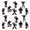 30 Pcs Funny Dancer Hanging Swirls Decoration, Muscle Man Silhouette Ceiling Ornaments with Pink Foil Swirls for Bachelorette Party, Girls Night Out