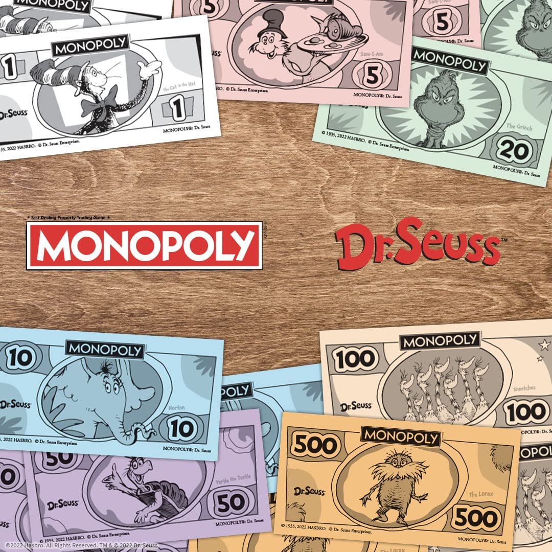 Monopoly: Dr. Seuss | Buy, Sell, Trade Books | Collectible Classic Monopoly Game Featuring Custom Game Board & Artwork | Officially-Licensed Game