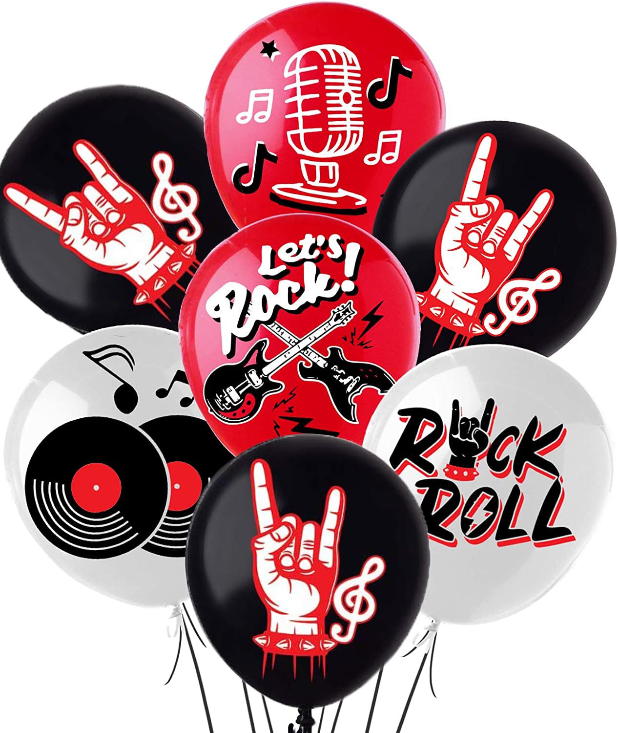 Rock and Roll Party Decoration Balloons 12'' Latex Balloons for Music Theme Party Decorations 1950's Birthday Party Supplies 50s 60s Rock Party Favors