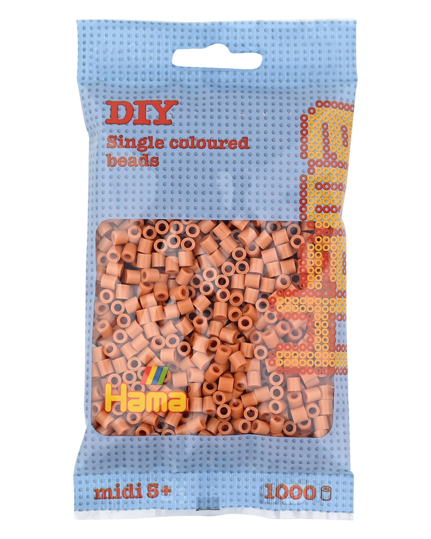 Hama Perlen 207-21 Iron-On Beads Bag with Approx. 1,000 Midi Craft Beads with Diameter 5 mm in Light Brown, Creative Craft Fun for Young and Old
