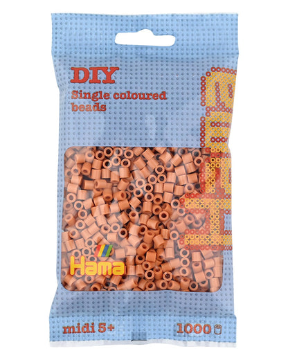 Hama Perlen 207-21 Iron-On Beads Bag with Approx. 1,000 Midi Craft Beads with Diameter 5 mm in Light Brown, Creative Craft Fun for Young and Old
