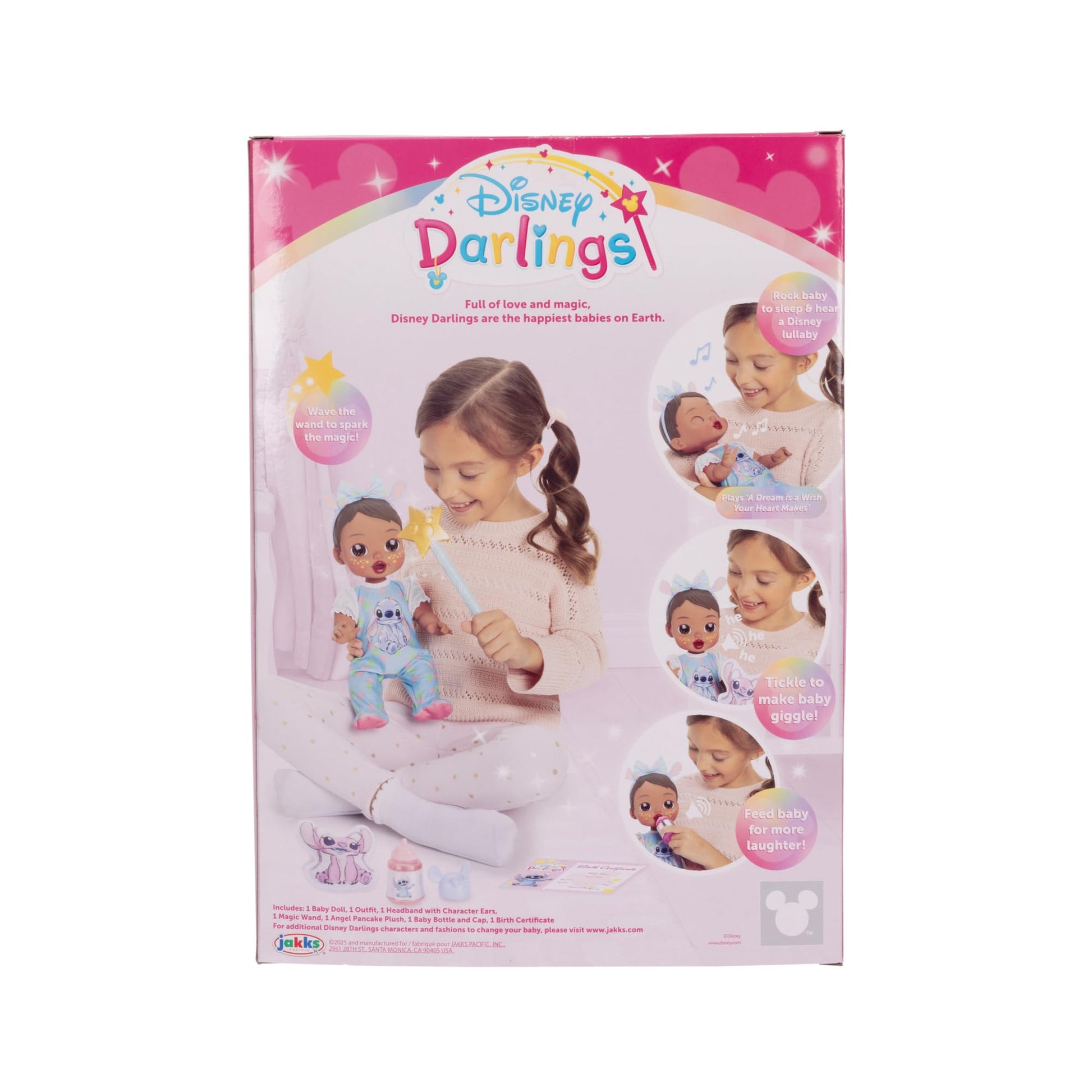 JAKKS Pacific Disney Darlings 13-Inch Interactive Baby Doll - Magical Lights, Sounds, Music & Wand - Stitch-Inspired Nurturing Doll with Accessories
