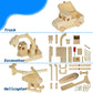 Easy Playhouse: Wood Building Toy Kit - DIY 3 Vehicle Projects: Helicopter, Truck & Excavator, 12 Paint Colors & 2 Brushes, Arts & Craft Set, Kids 8+