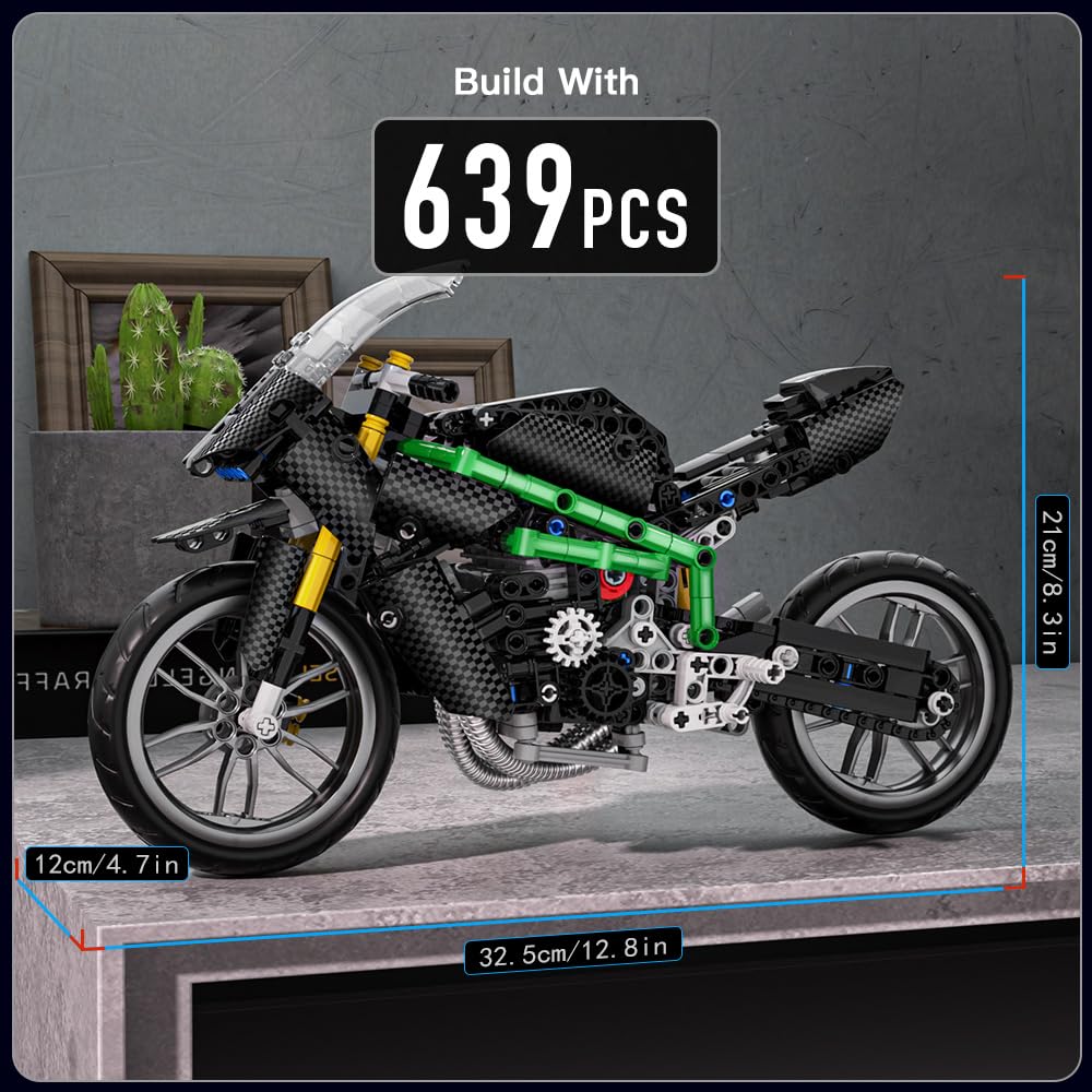 Mould King Motorcycle Kit Building Sets, 23002 Bike Model Kit Building Kit, Moto Building Toys for Creative Play and Display, Model Motorcycle Kits