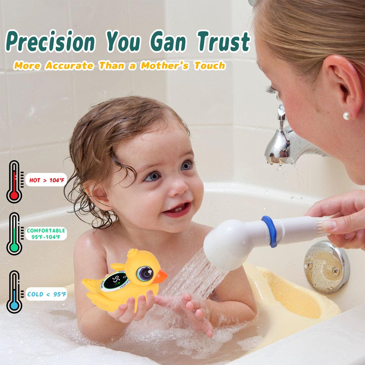 Baby Bathtub Thermometer with LED Display Screen+Cute Duck toy-2-in-1
