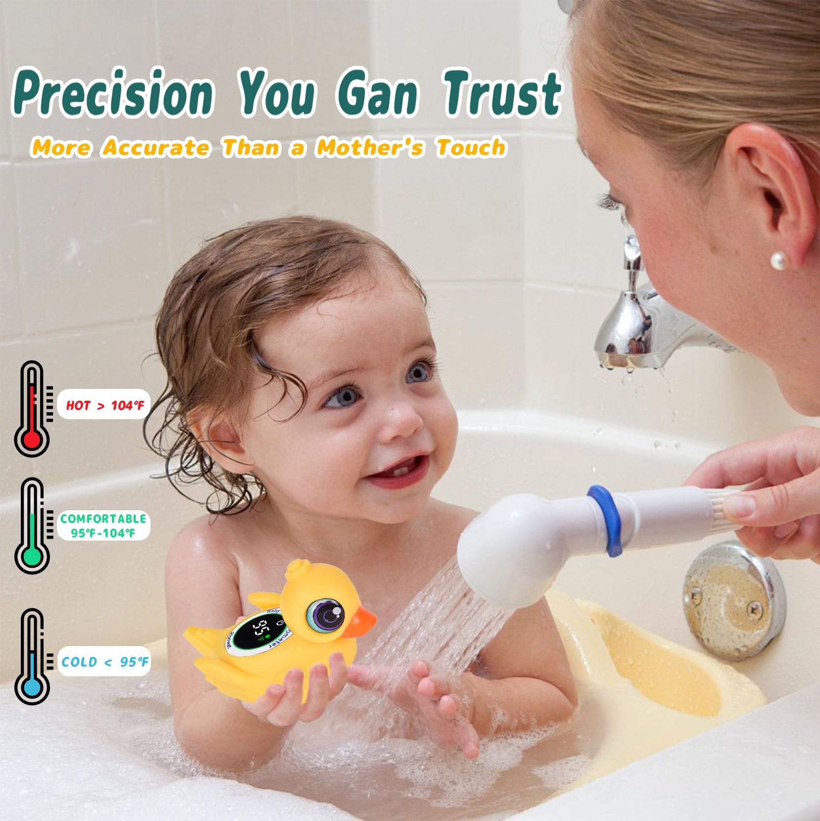 Baby Bathtub Thermometer with LED Display Screen+Cute Duck toy-2-in-1