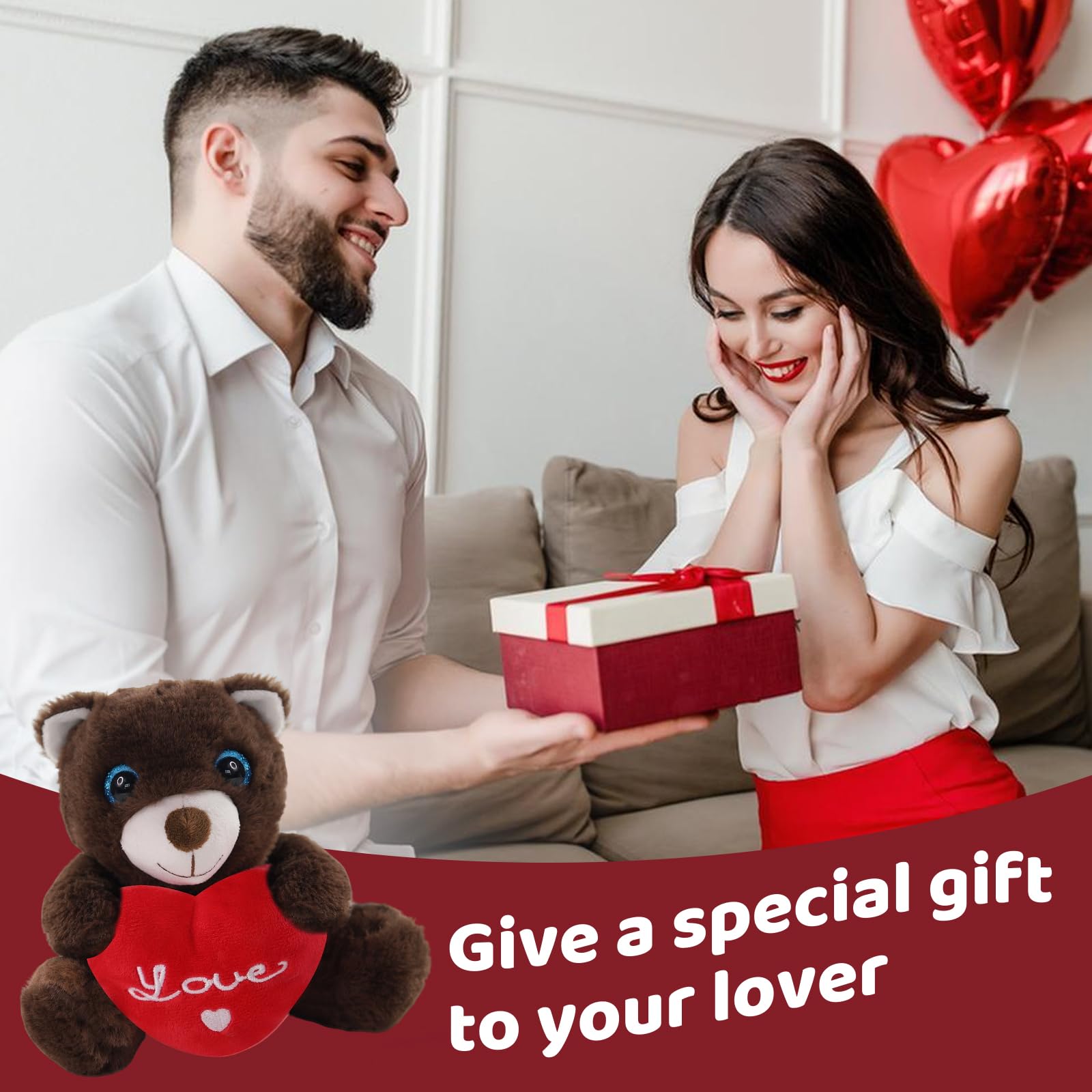 Sew Butiful Plush Bear - Birthday Gift - for Couples or Kids - for Him - for Her - Amor - Te Amo - I Love You - Teddy Bears - Bear Stuffed Animal