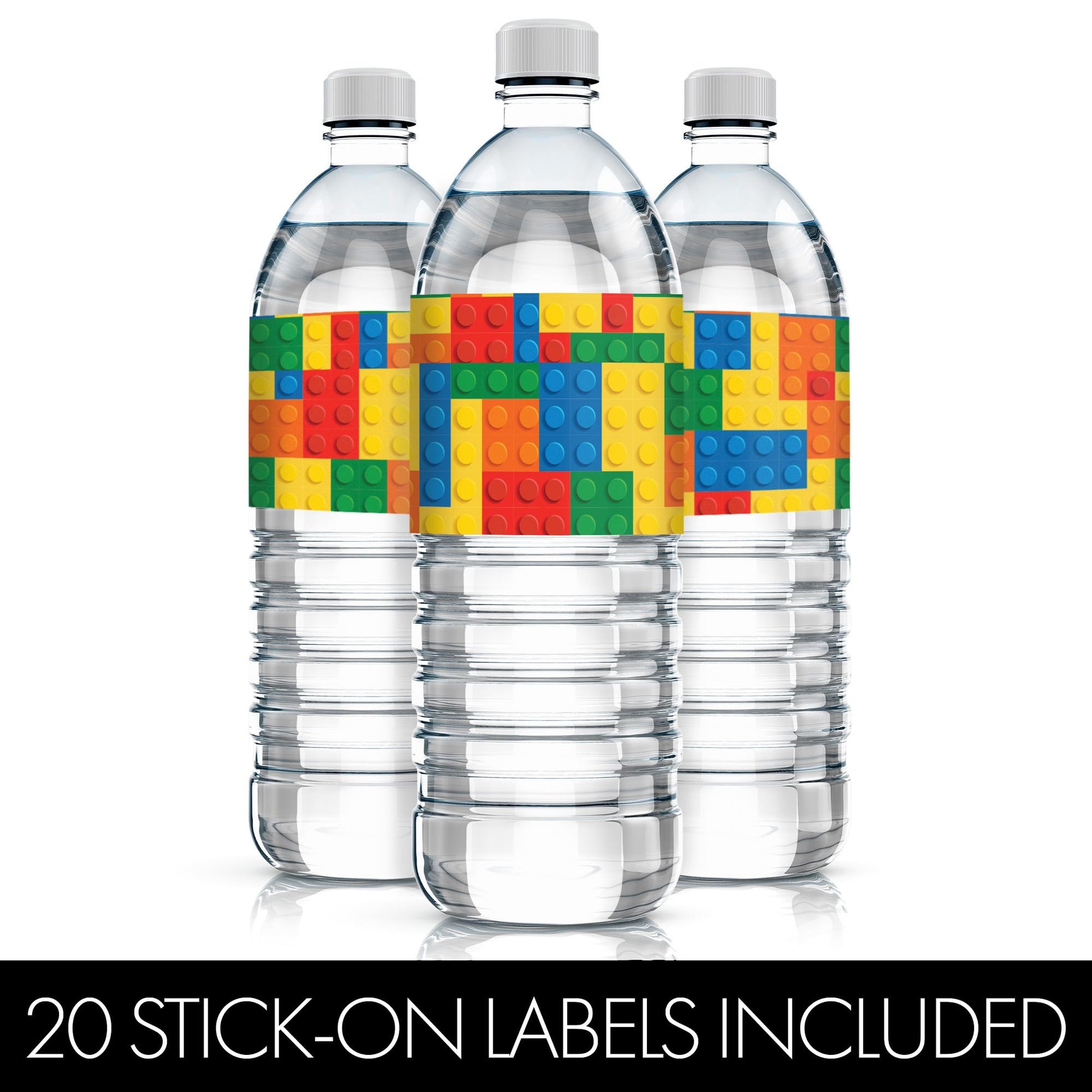 Building Blocks Birthday Party Water Bottle Labels - 20 Stickers