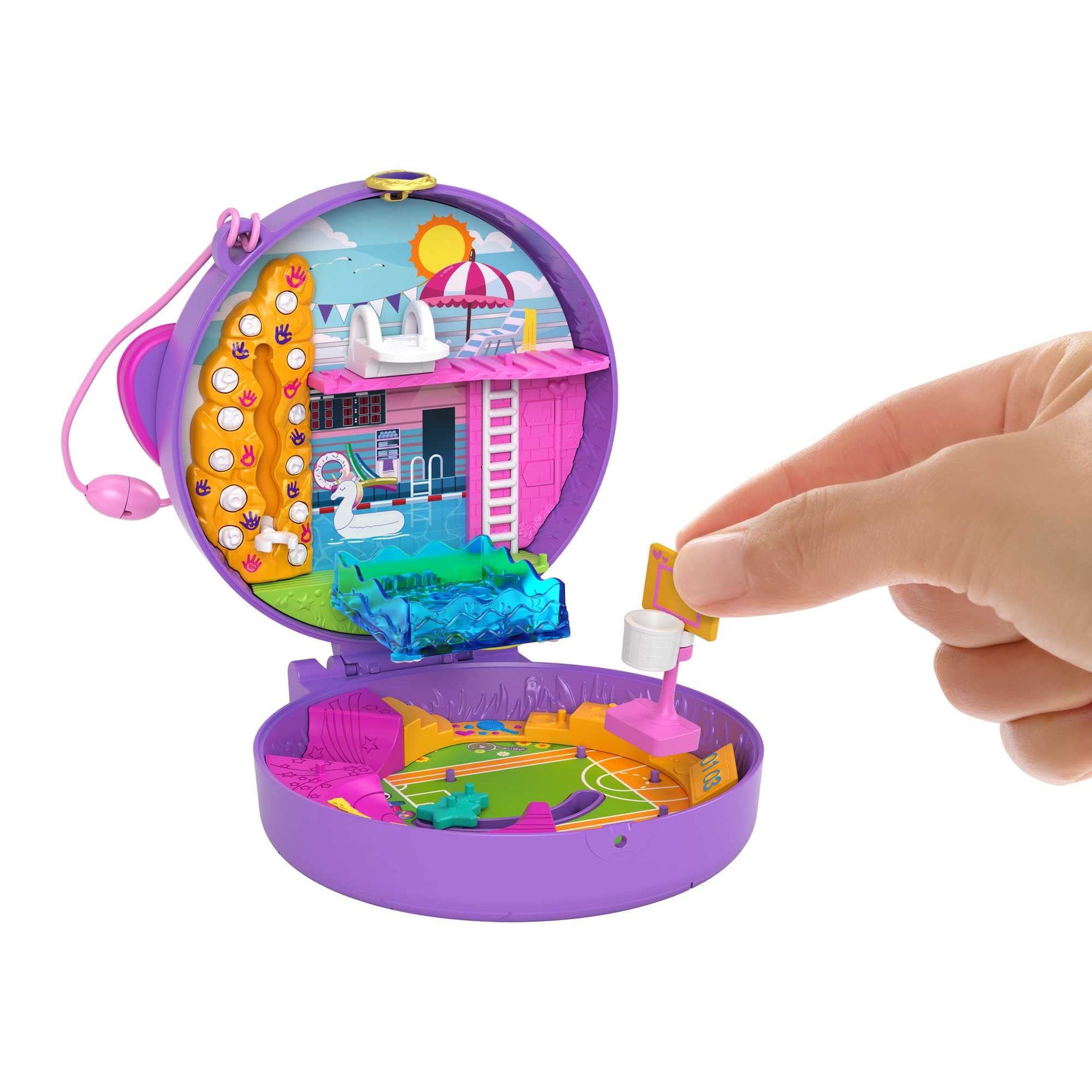 Polly Pocket Compact Playset, Soccer Squad with 2 Micro Dolls & Accessories, Travel Toys with Surprise Reveals