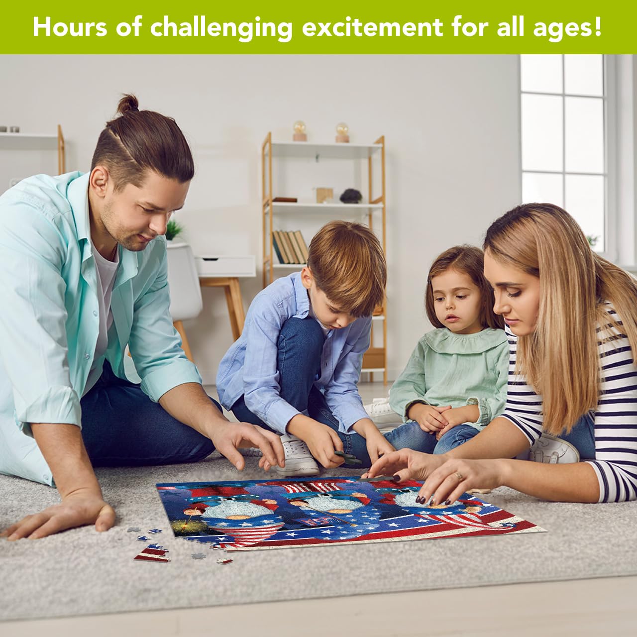 Briarwood Lane Summer 4th of July Jigsaw Puzzle 1000 Pieces Adult Finished Size 29.5x19.68 Patriotic Gnomes Puzzle for Game Night