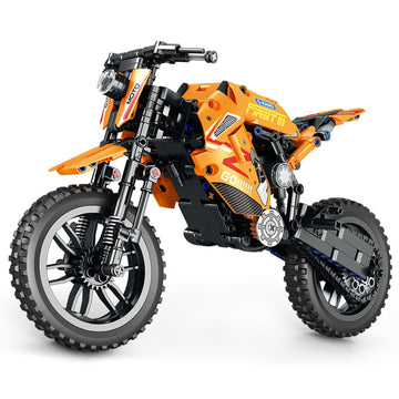 QISHOUTING 1:8 Scale Off-Road Dirt Motorcycle Building Set for Adults,with Display Sand, Dirt Bike Building Kits, Birthday for Adults(506PCS)