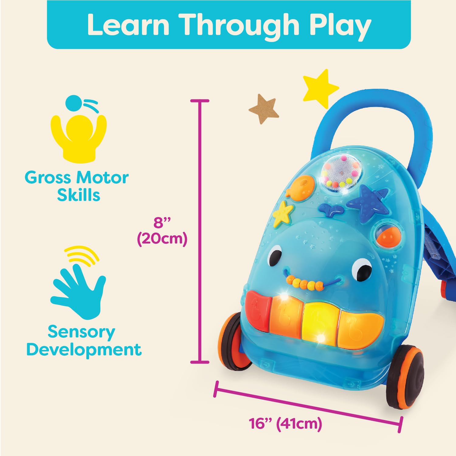 B. toys Activity Walker, Walk 'n' Play Whale with Lights and Sounds