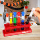 TEKEFT Set of 6 Assorted Color Plastic Test Tube Set with Caps and Rack Scientific Experiment(1 Set)