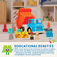 Battat - Large Building Blocks - 80 Colorful Pieces - 8 Wheel Bricks - Zippered Storage Bag - 12 Months + - Bag o' Blocks